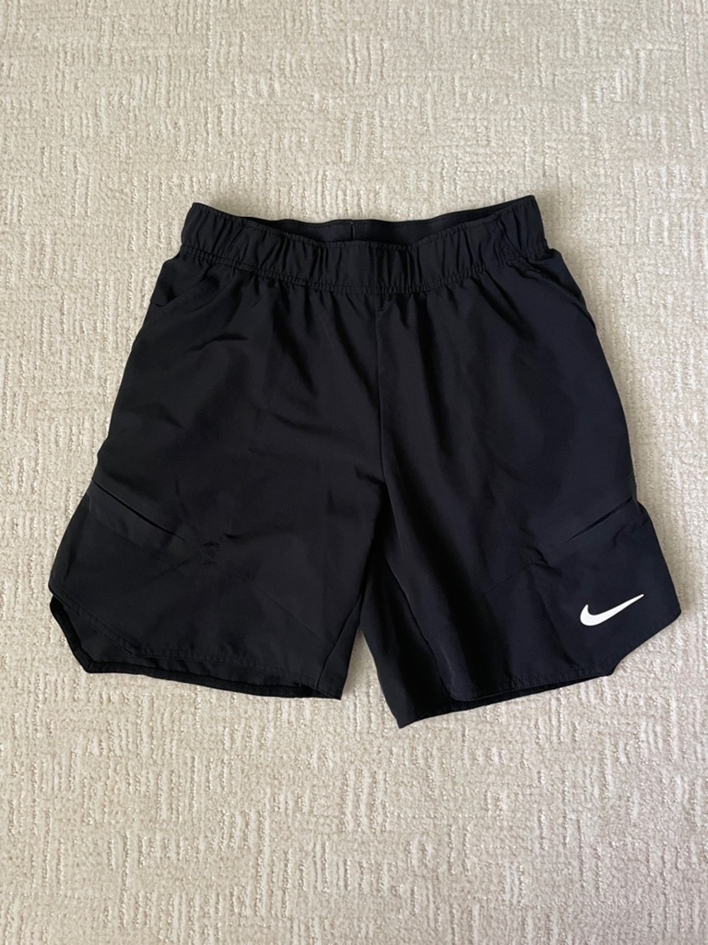 Nike Men’s Black Tennis Advantage Shorts with White Swoosh Accent